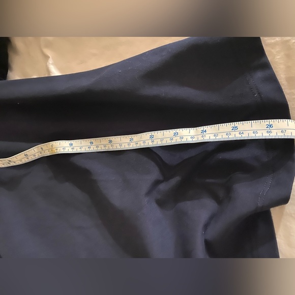 🎉HP🎉NWOT CHICO’S Navy Ruffled Knit Woven Tiered Sleeve Blouse Top Size 16 - Picture 8 of 9